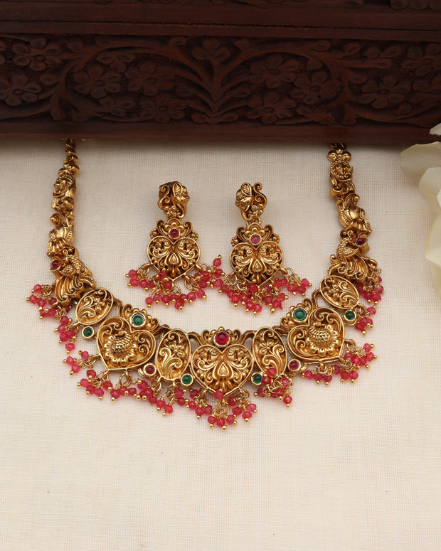 Mugal necklace set pink-(JS 0261)