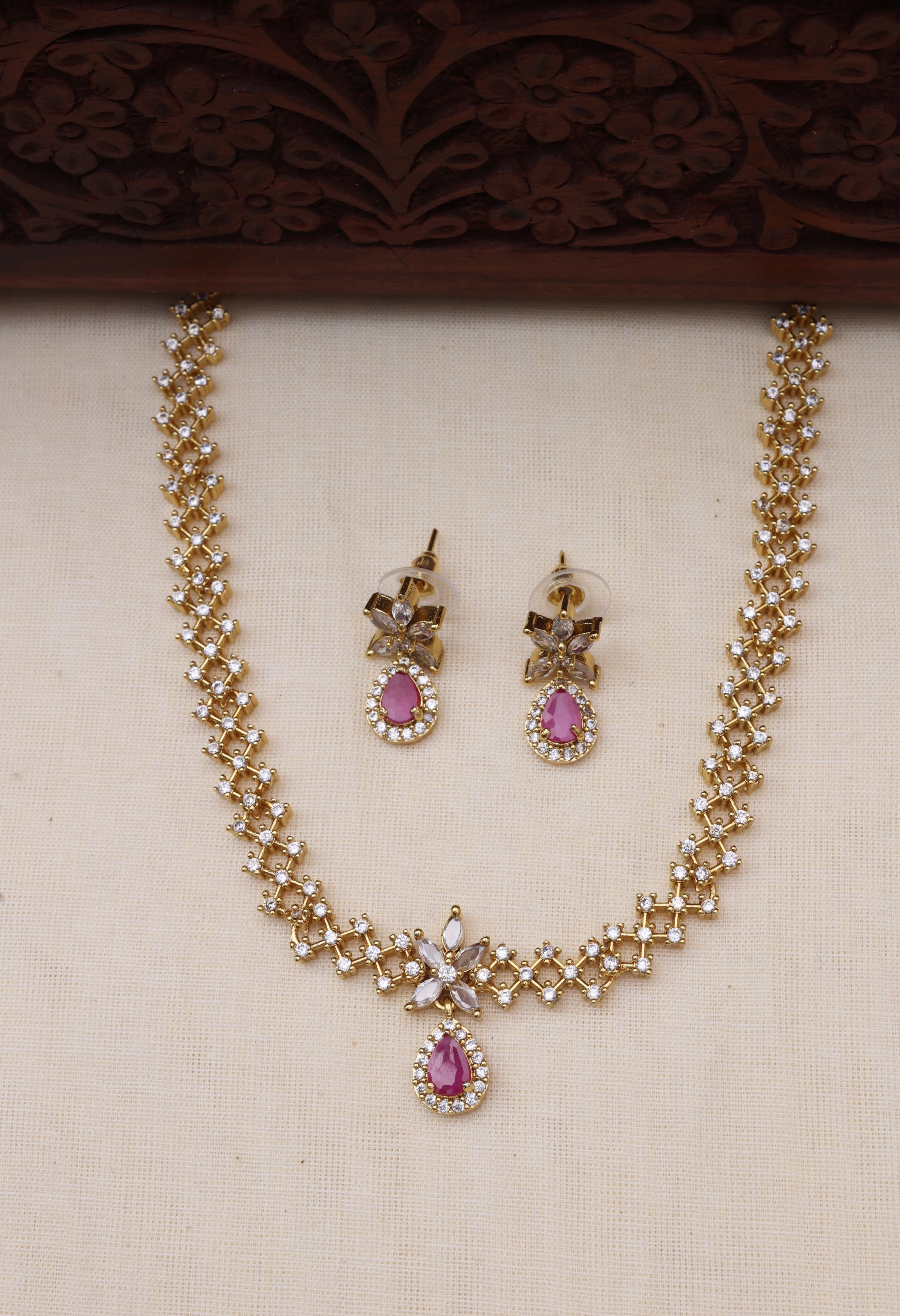 Dimple AD necklace set Ruby-JS 0112