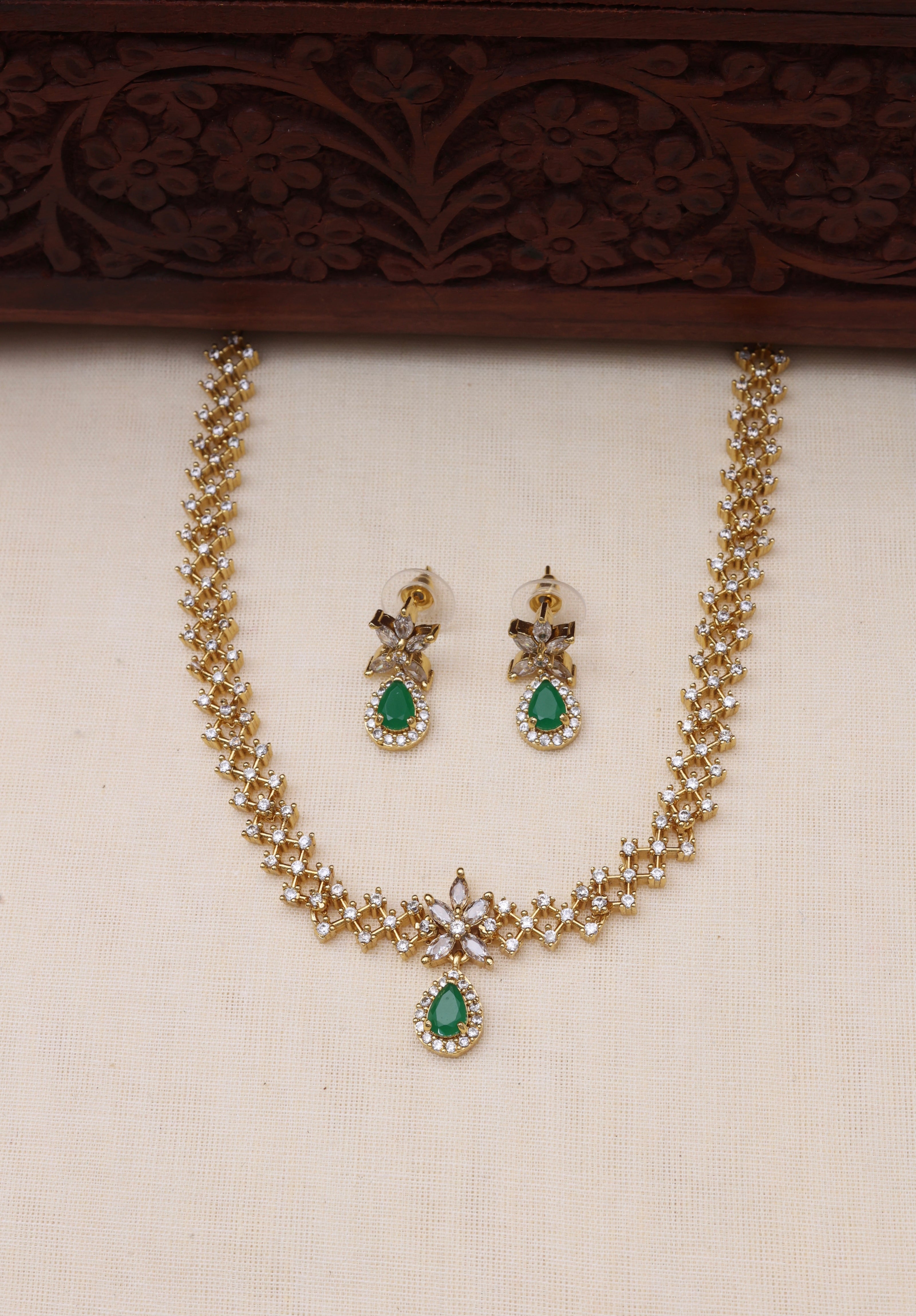 Dimple AD necklace set Green-JS 0110