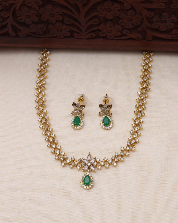 Dimple AD necklace set Green-JS 0110