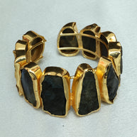Natural Stone Adjustable Bangle 18K Gold Plated