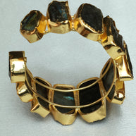 Natural Stone Adjustable Bangle 18K Gold Plated