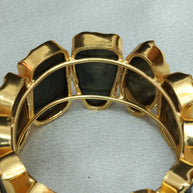 Natural Stone Adjustable Bangle 18K Gold Plated