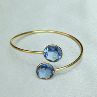 Minimal Stone Embedded Adjustable Bangle 18K Gold Plated
