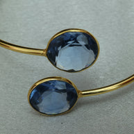 Minimal Stone Embedded Adjustable Bangle 18K Gold Plated