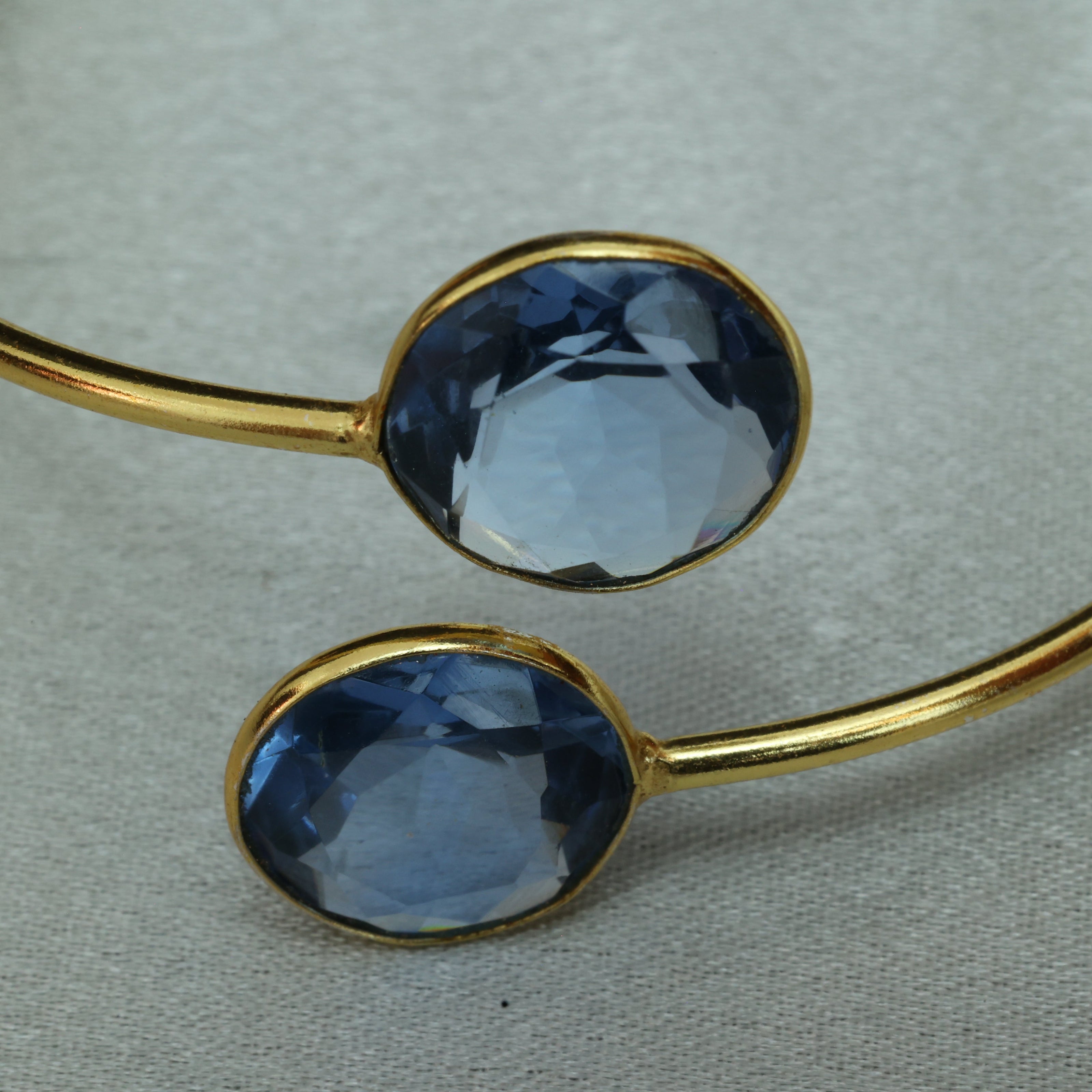 Minimal Stone Embedded Adjustable Bangle 18K Gold Plated