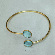 Minimal Stone Embedded Adjustable Bangle 18K Gold Plated