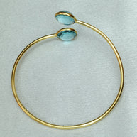 Minimal Stone Embedded Adjustable Bangle 18K Gold Plated
