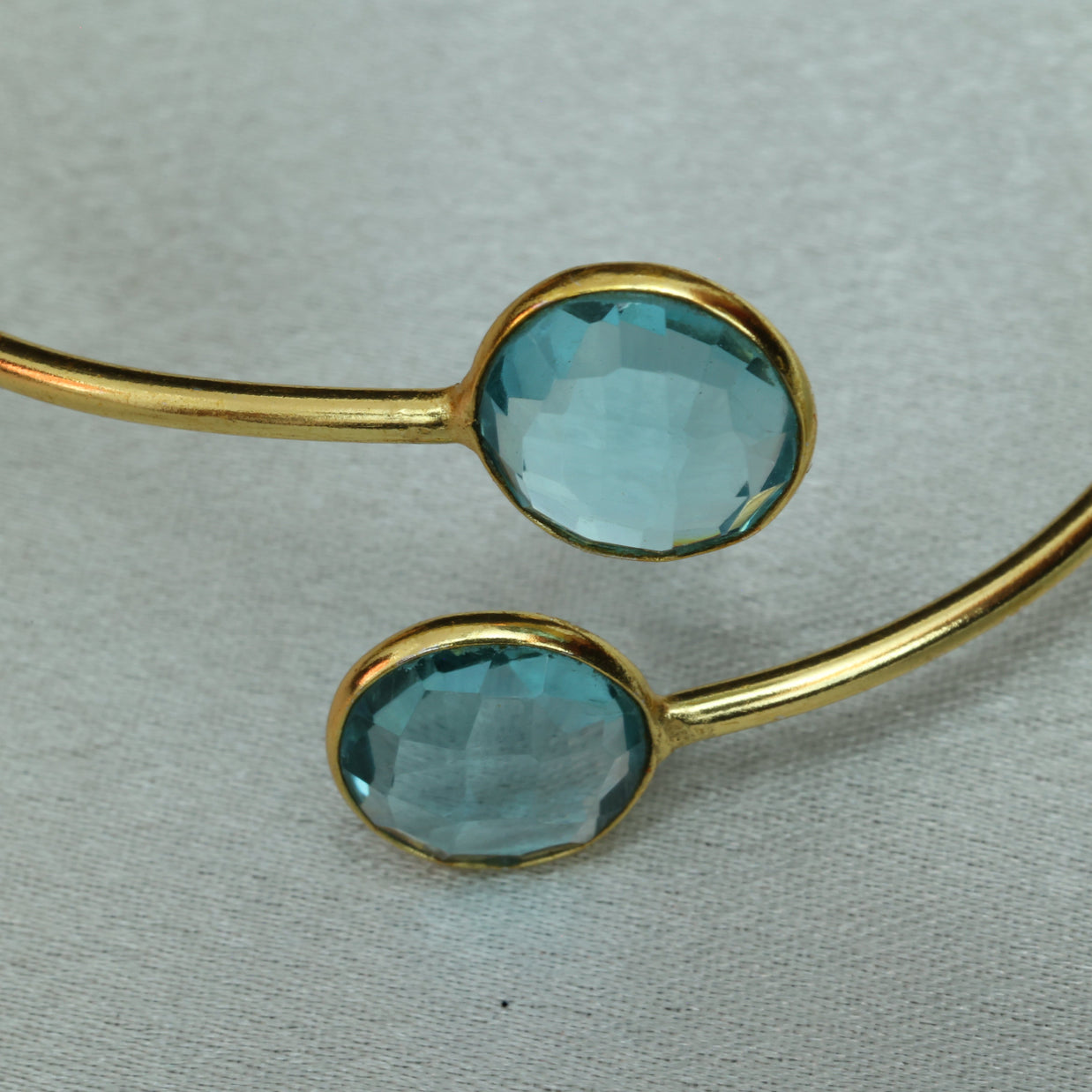 Minimal Stone Embedded Adjustable Bangle 18K Gold Plated