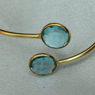 Minimal Stone Embedded Adjustable Bangle 18K Gold Plated