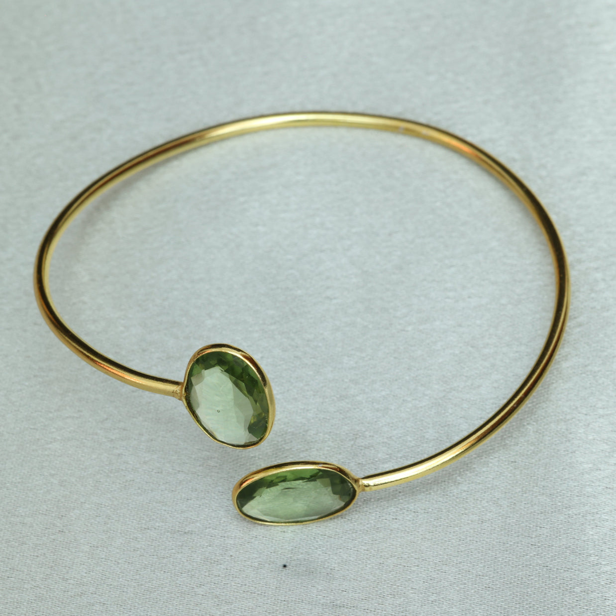 Minimal Stone Embedded Adjustable Bangle 18K Gold Plated