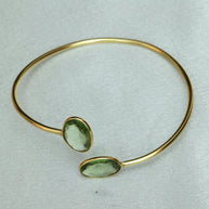 Minimal Stone Embedded Adjustable Bangle 18K Gold Plated