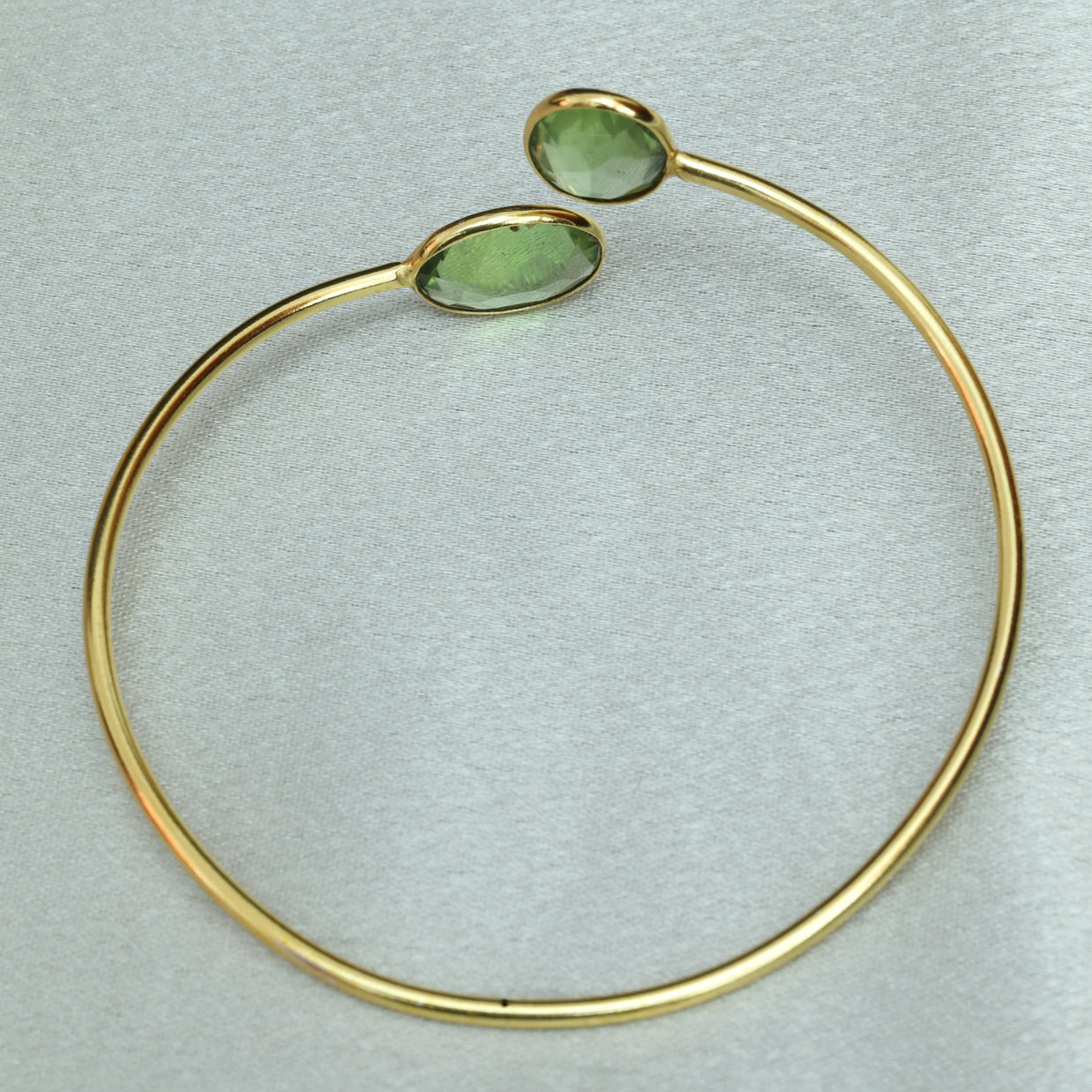 Minimal Stone Embedded Adjustable Bangle 18K Gold Plated