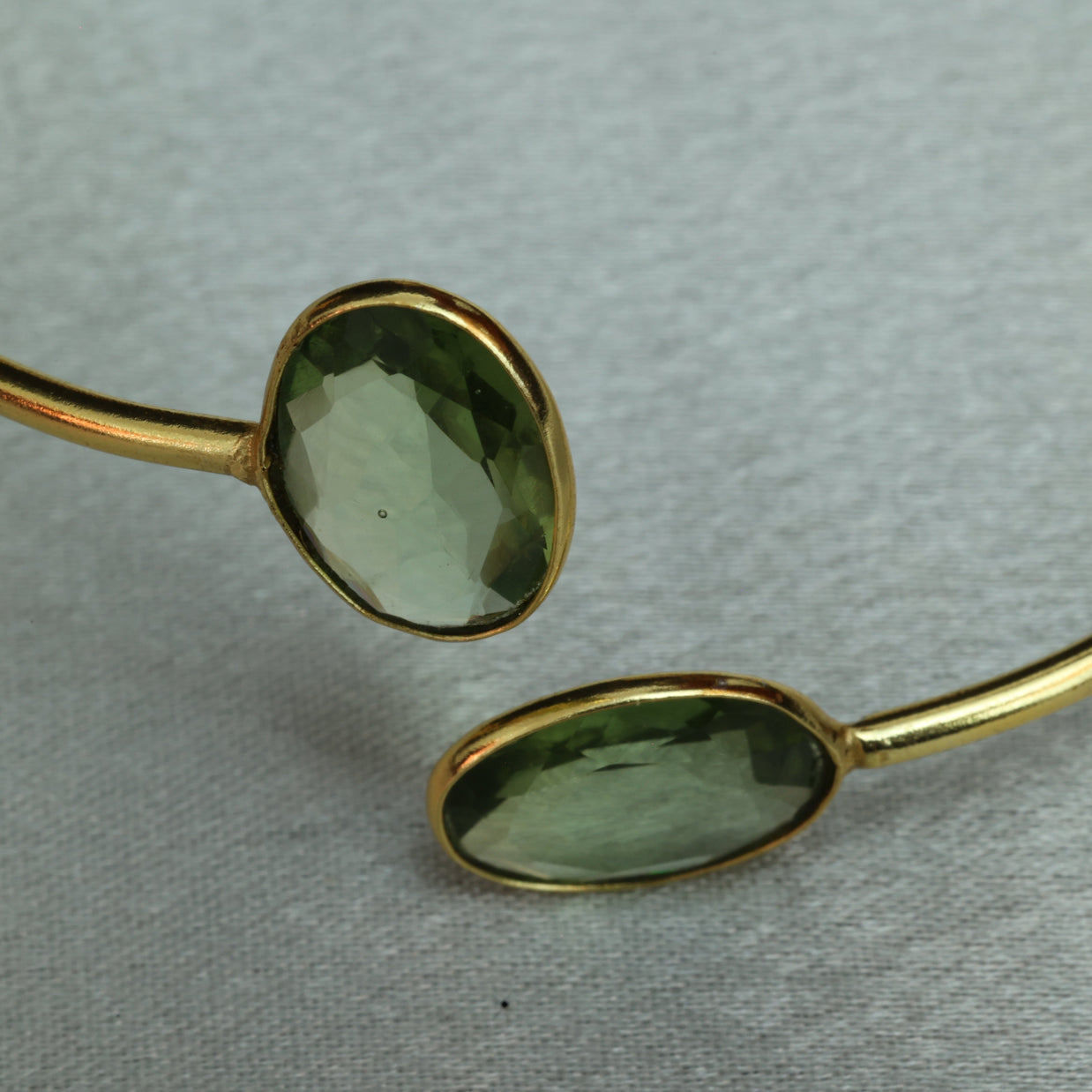 Minimal Stone Embedded Adjustable Bangle 18K Gold Plated