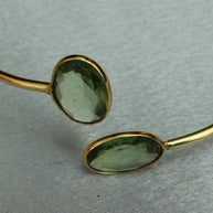 Minimal Stone Embedded Adjustable Bangle 18K Gold Plated
