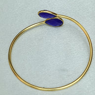 Minimal Stone Embedded Adjustable Bangle 18K Gold Plated