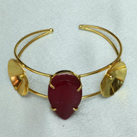 Natural Stone Drop Handcuff 18K Gold Plated