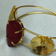 Natural Stone Drop Handcuff 18K Gold Plated