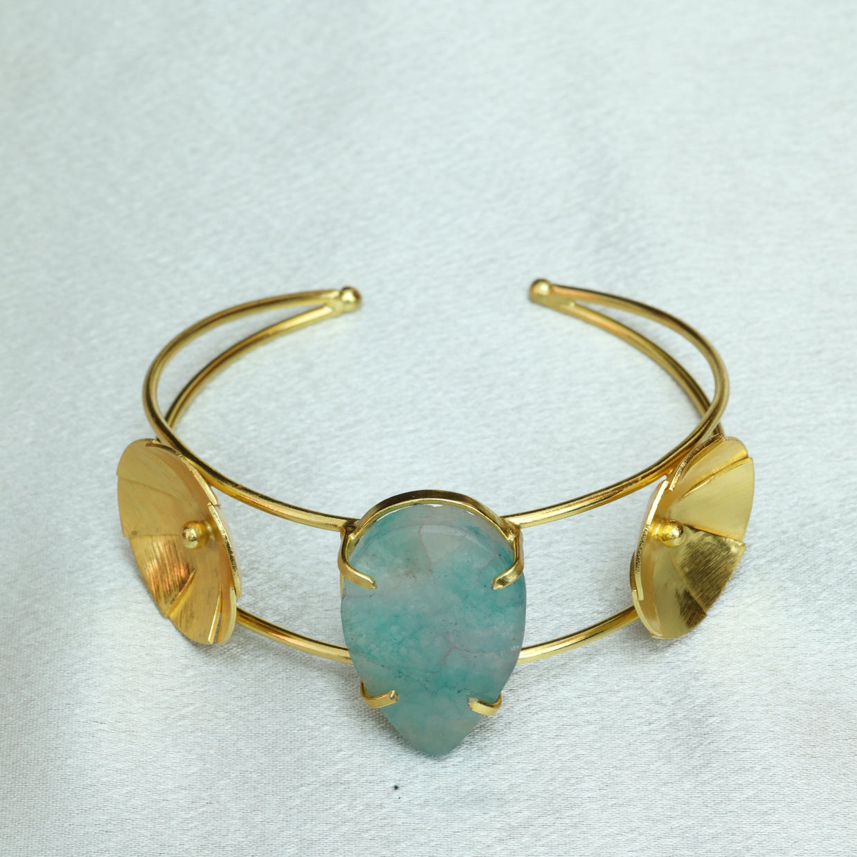 Natural Stone Drop Handcuff 18K Gold Plated