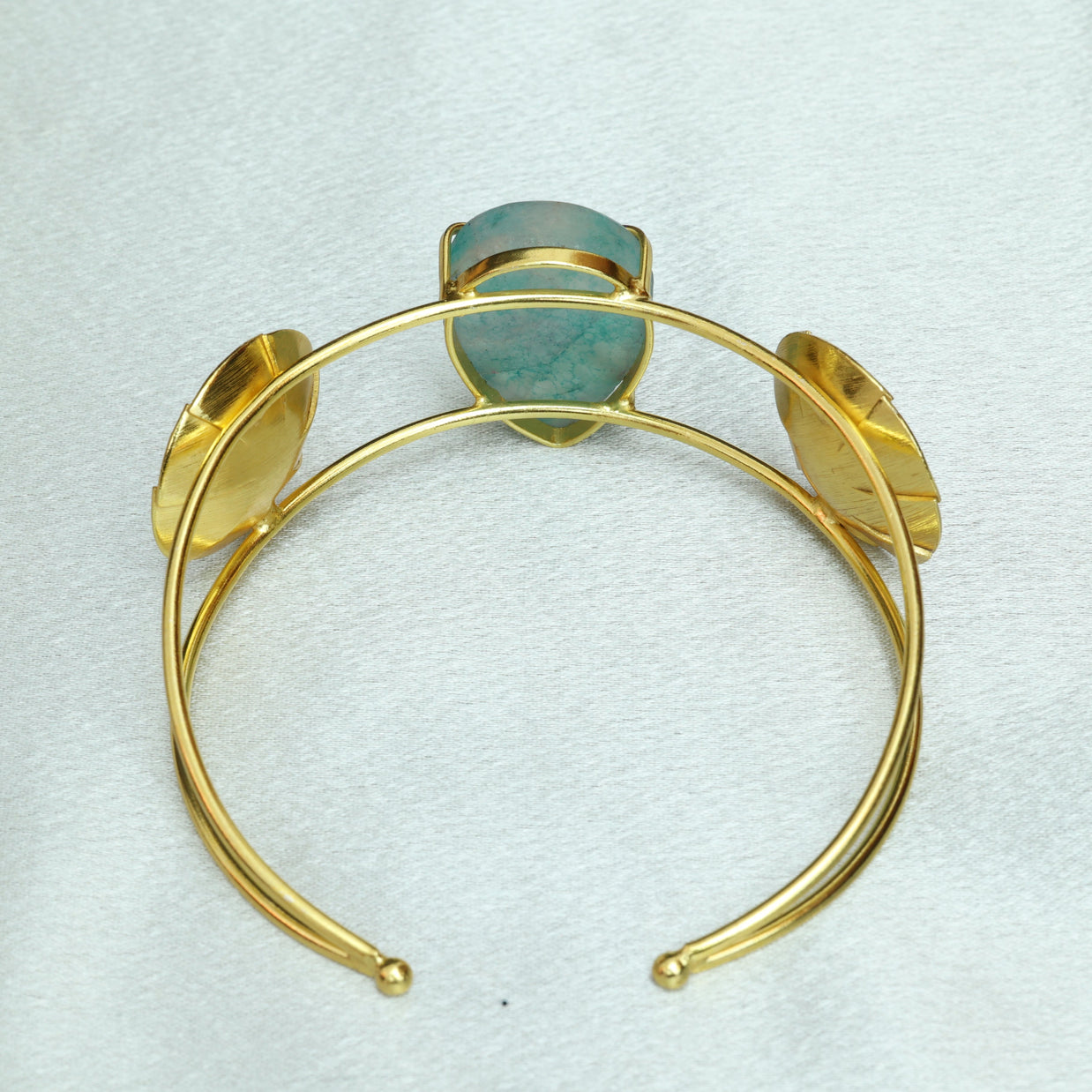 Natural Stone Drop Handcuff 18K Gold Plated