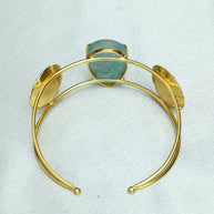 Natural Stone Drop Handcuff 18K Gold Plated