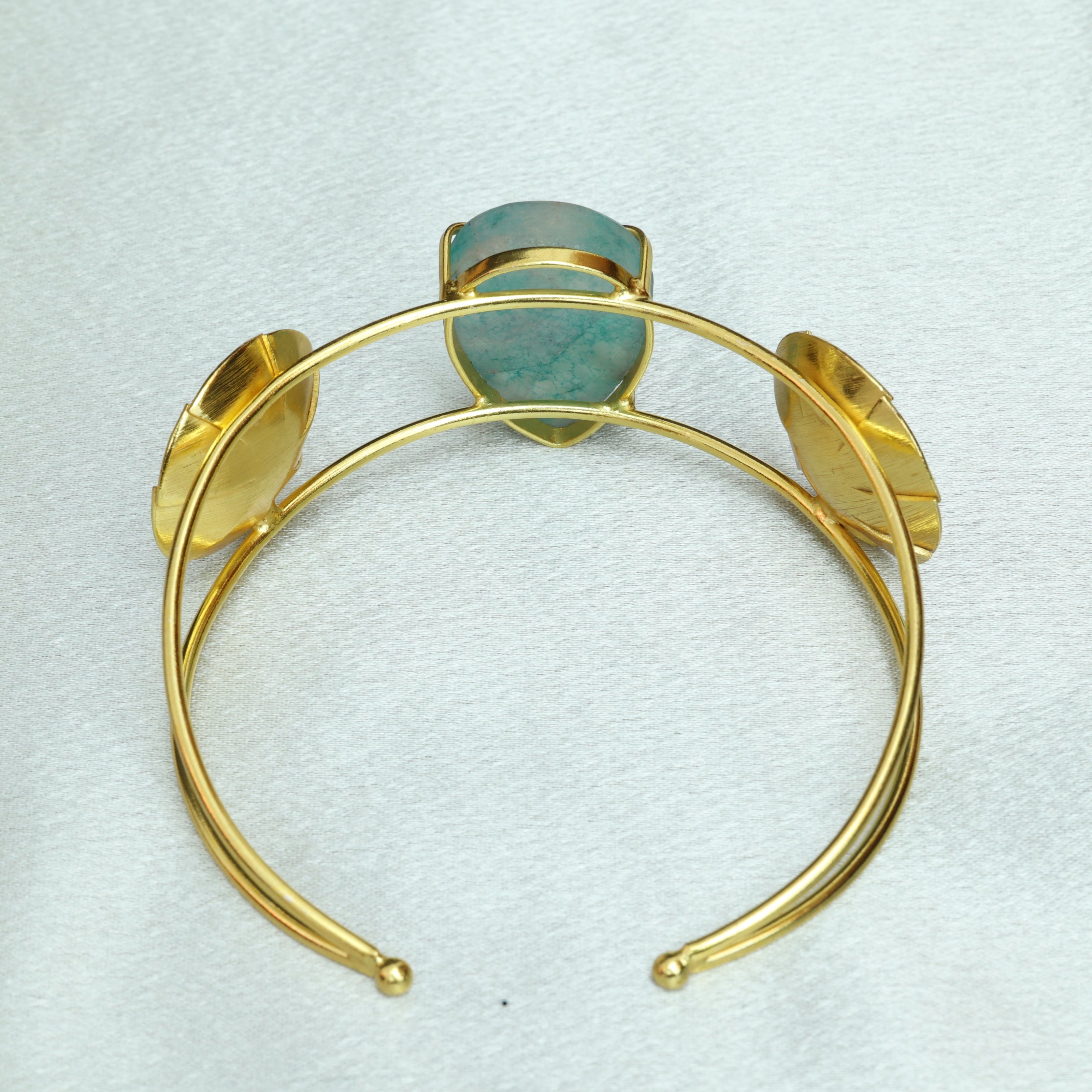 Natural Stone Drop Handcuff 18K Gold Plated