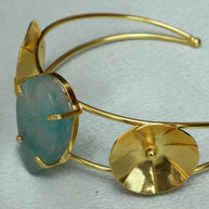 Natural Stone Drop Handcuff 18K Gold Plated