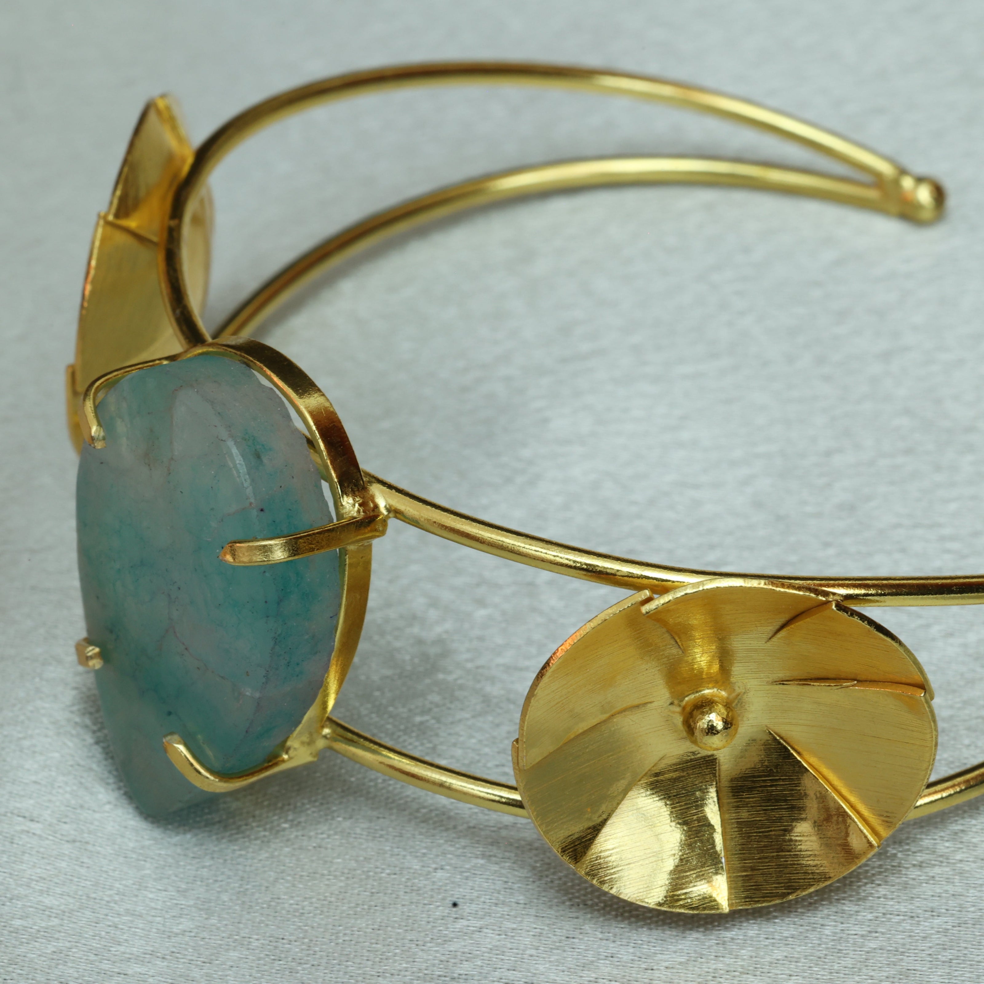 Natural Stone Drop Handcuff 18K Gold Plated