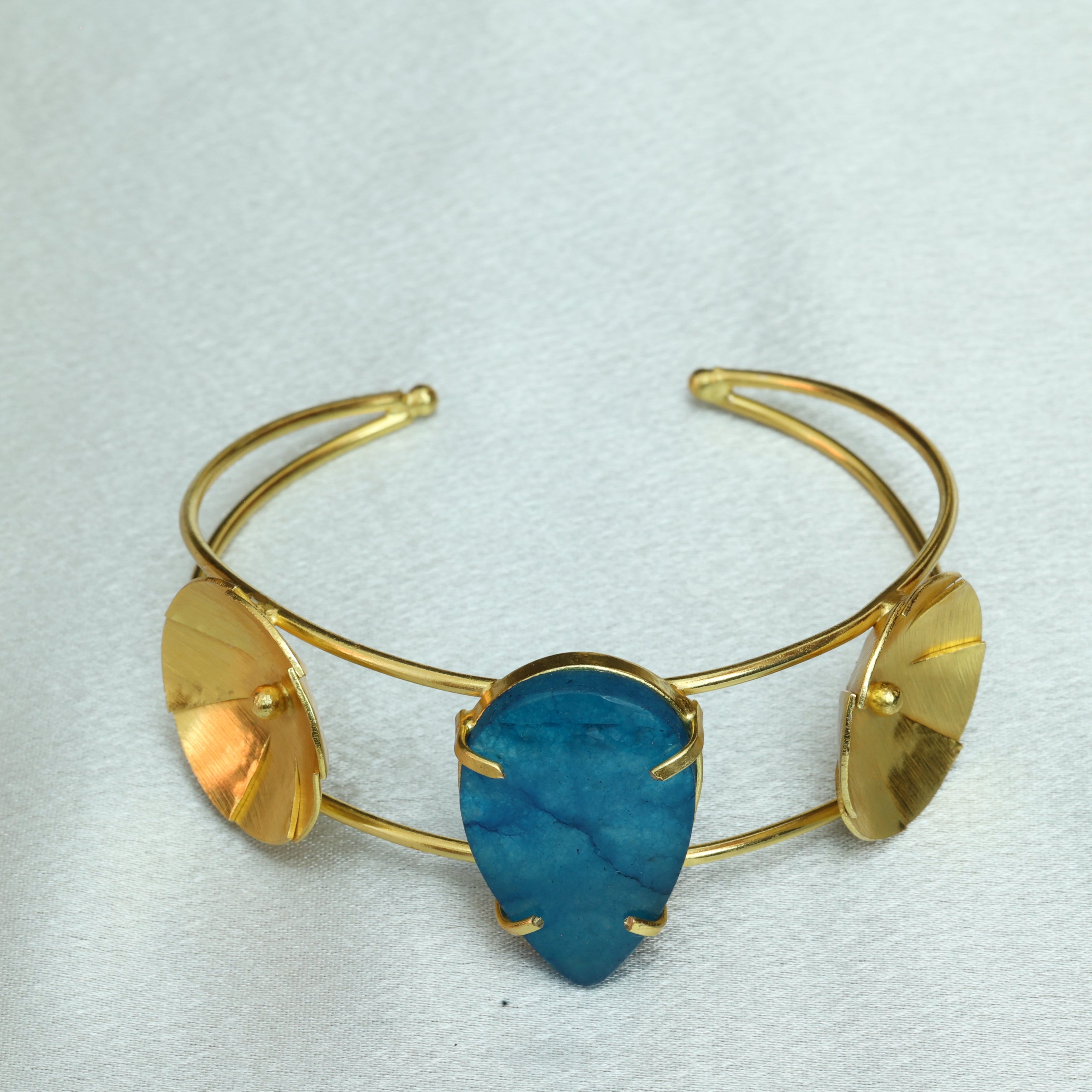 Natural Stone Drop Handcuff 18K Gold Plated