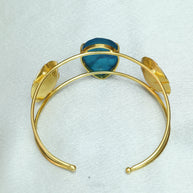 Natural Stone Drop Handcuff 18K Gold Plated