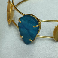 Natural Stone Drop Handcuff 18K Gold Plated