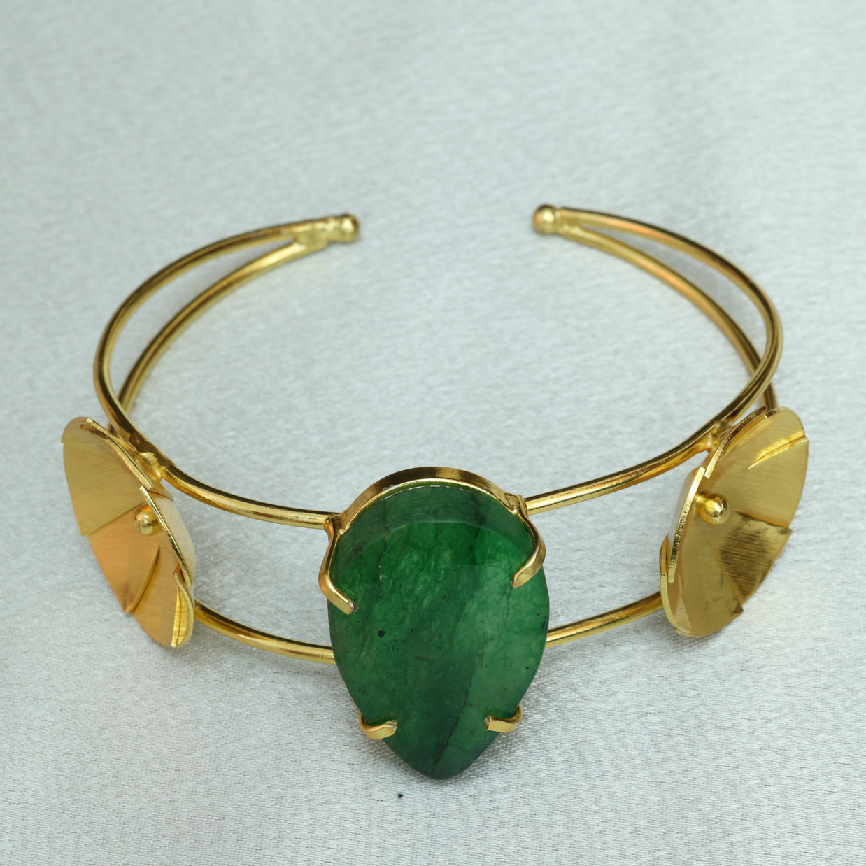 Natural Stone Drop Handcuff 18K Gold Plated