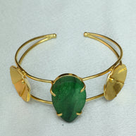 Natural Stone Drop Handcuff 18K Gold Plated