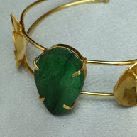 Natural Stone Drop Handcuff 18K Gold Plated