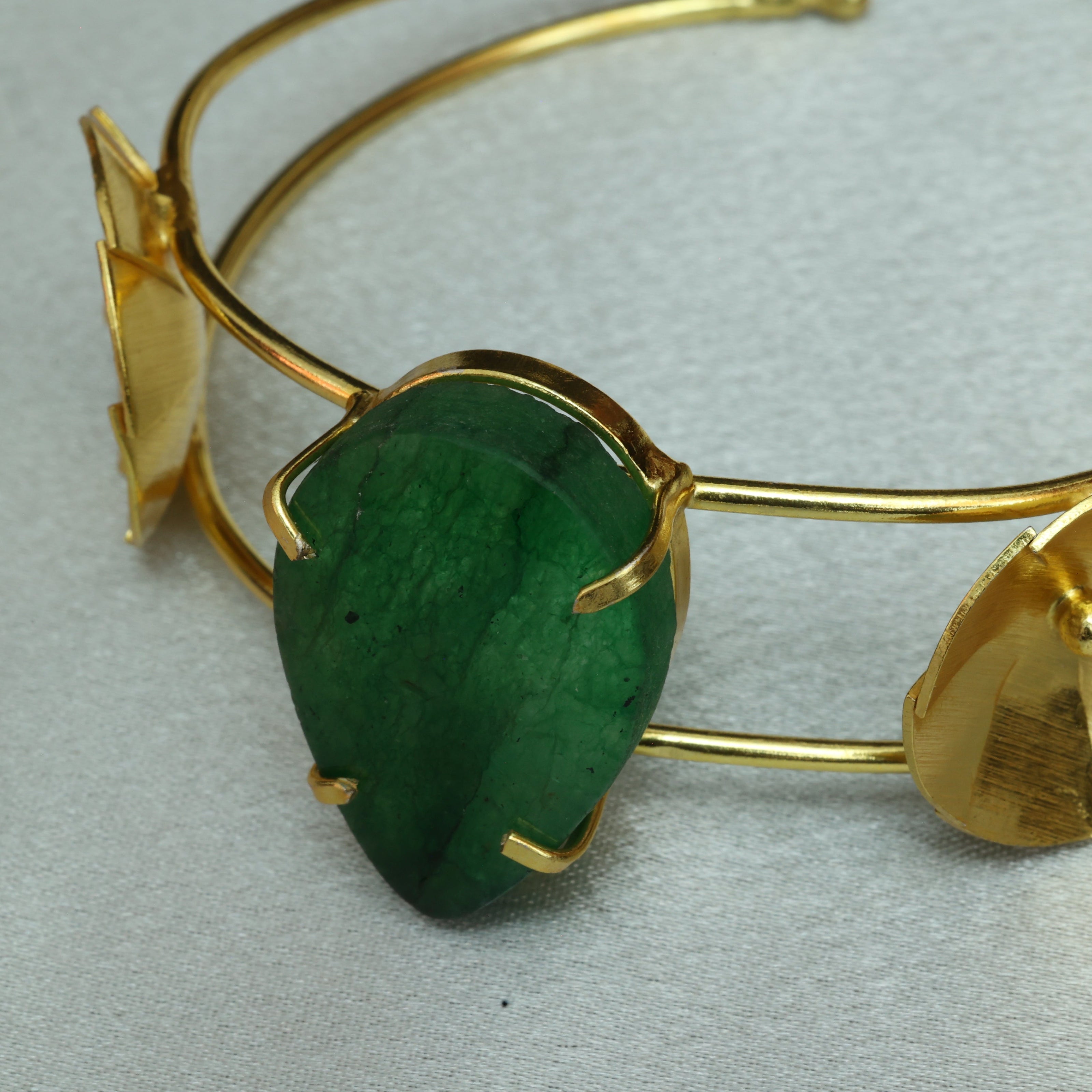 Natural Stone Drop Handcuff 18K Gold Plated