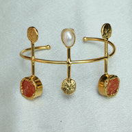 Celestial Natural Stone Handcuff 18K Gold Plated