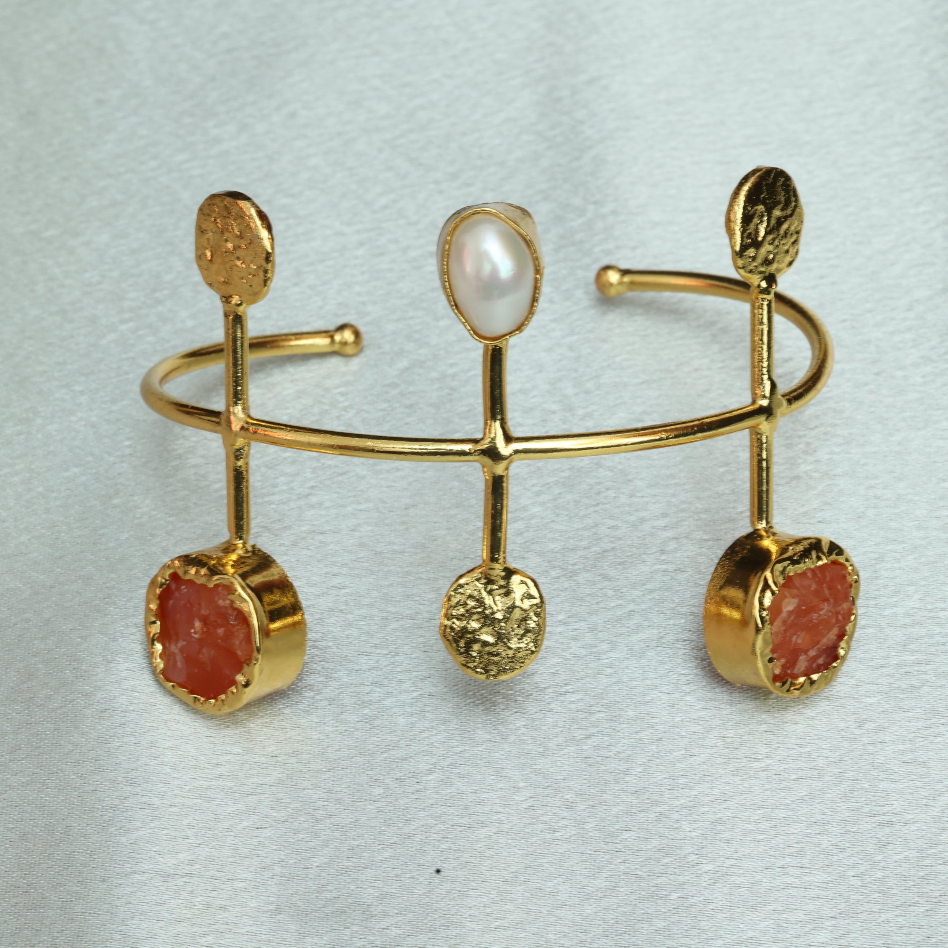 Celestial Natural Stone Handcuff 18K Gold Plated