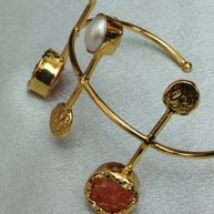 Celestial Natural Stone Handcuff 18K Gold Plated