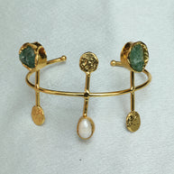 Celestial Natural Stone Handcuff 18K Gold Plated