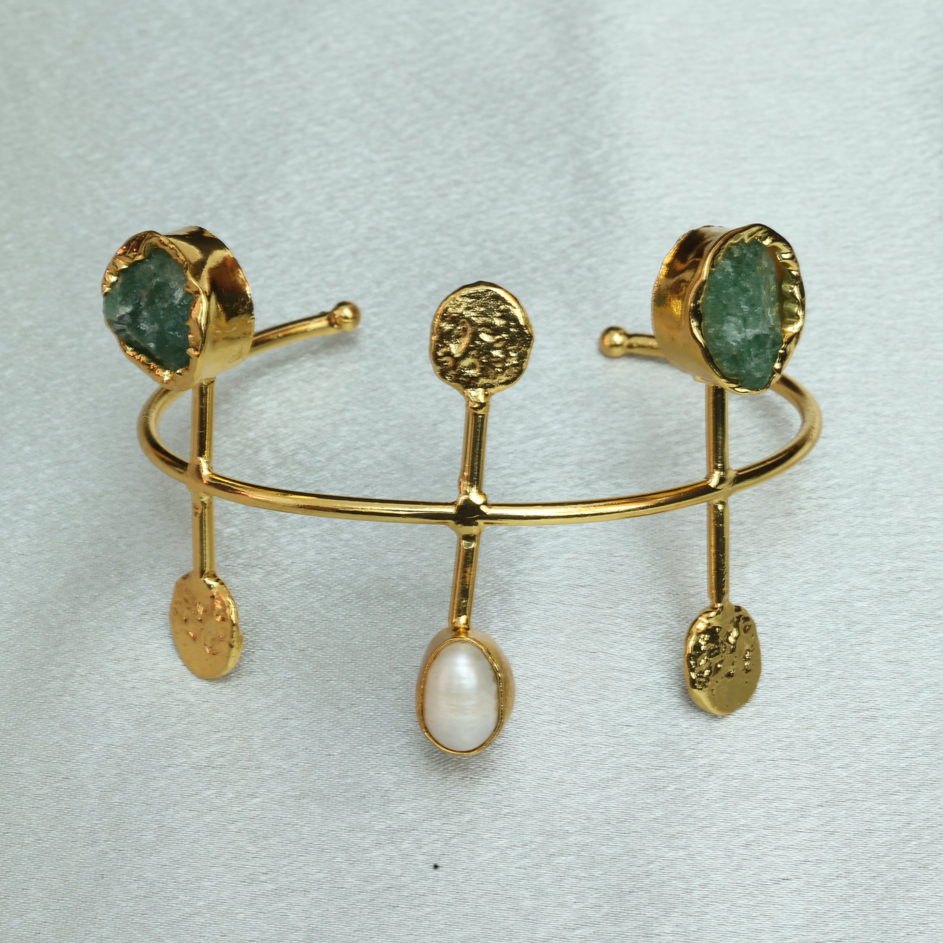 Celestial Natural Stone Handcuff 18K Gold Plated
