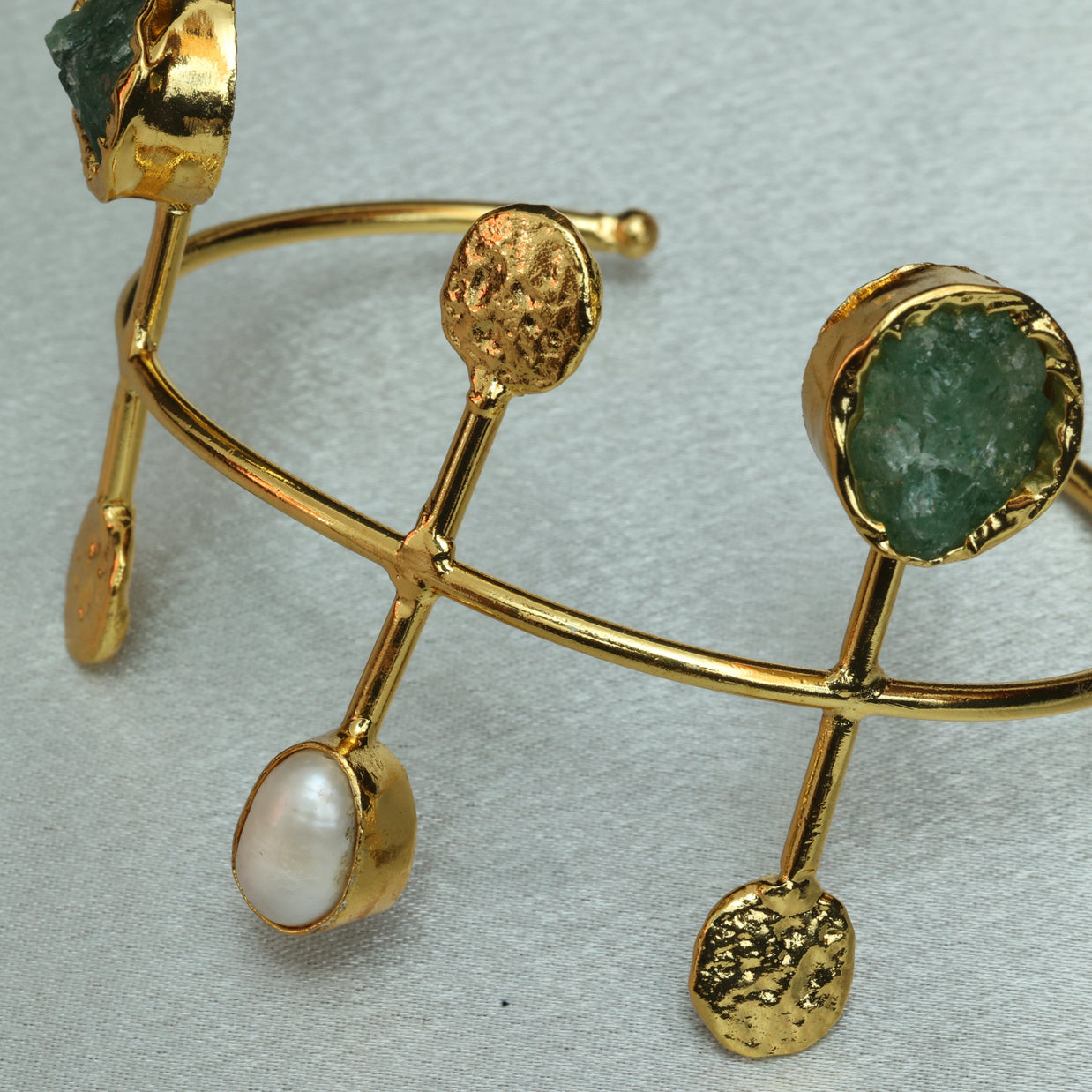 Celestial Natural Stone Handcuff 18K Gold Plated