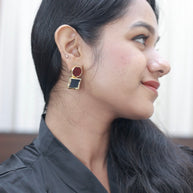 Auric Geometry Natural Stone Multicolour Earrings 18K Gold Plated