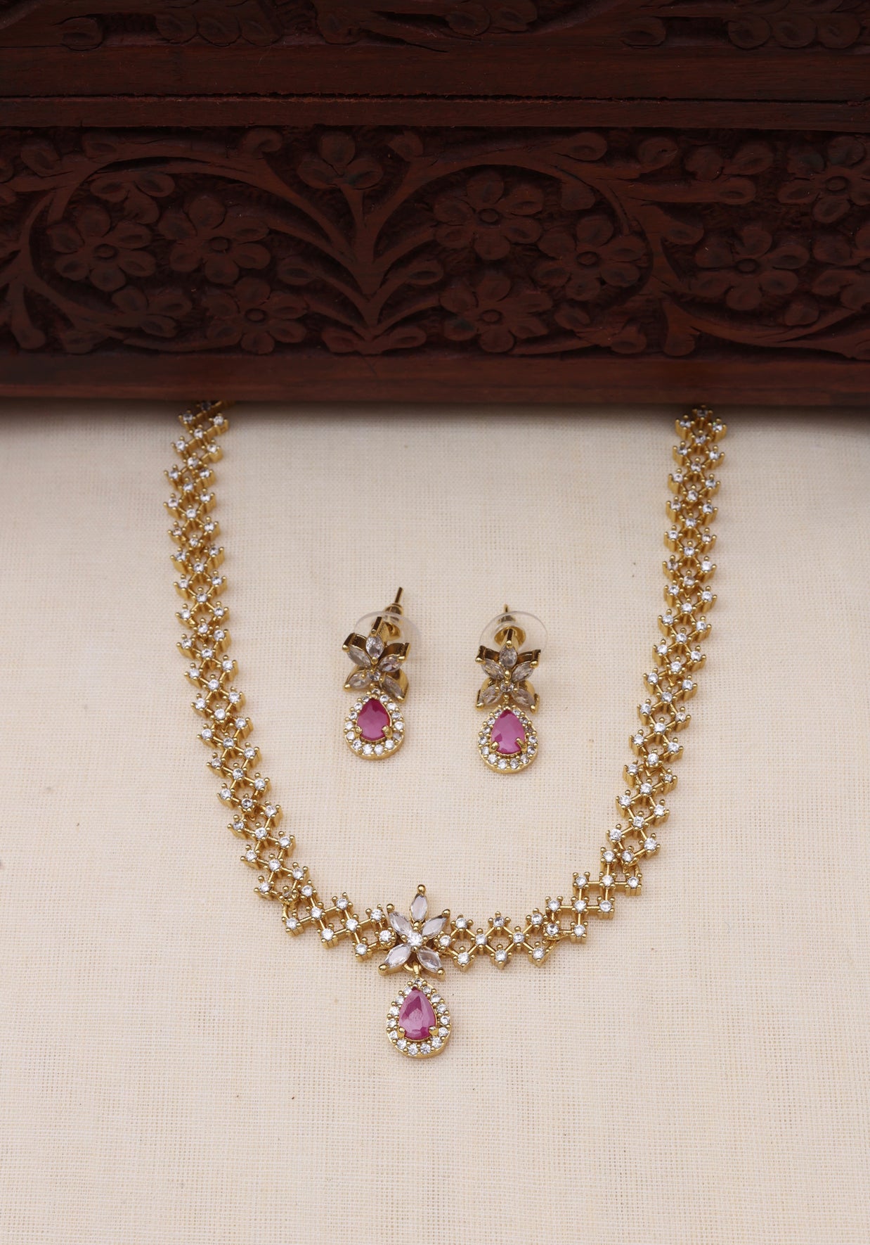 Dimple AD necklace set Ruby-JS 0112