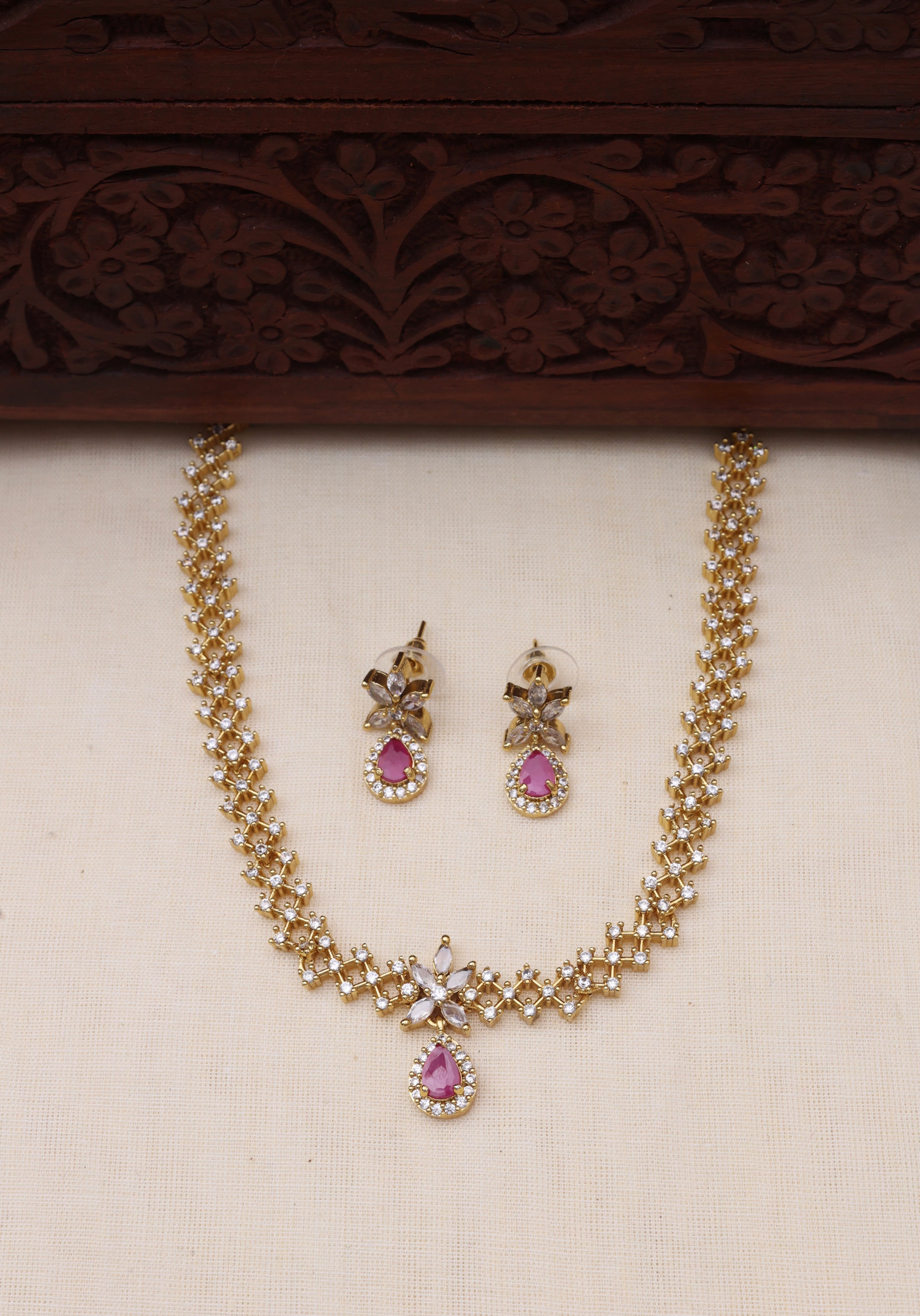 Dimple AD necklace set Ruby-JS 0112