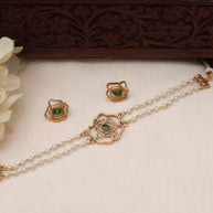 Flower pearl choker Green-JS 0115