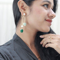 Ocean Dew Natural Stone Earrings 18K Gold Plated