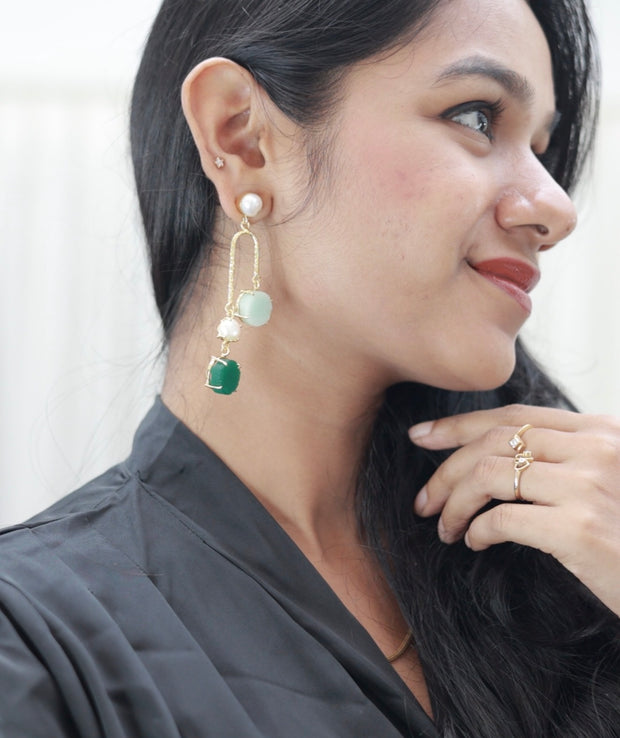 Ocean Dew Natural Stone Earrings 18K Gold Plated