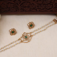Flower pearl choker Green-JS 0115