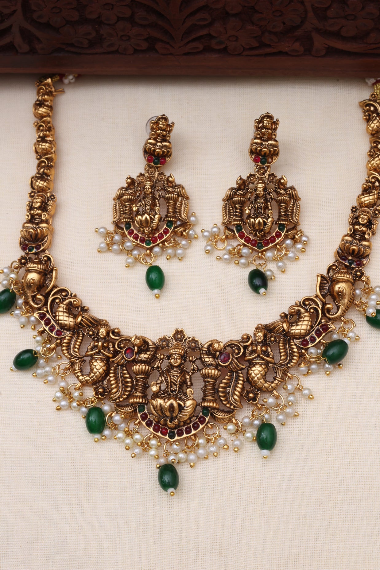 Nagas mohini necklace set Green-JS 0111