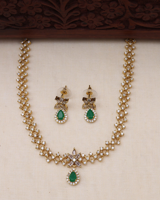 Dimple AD necklace set Green-JS 0110